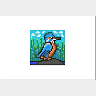 Kingfisher Pixel Painting Posters and Art